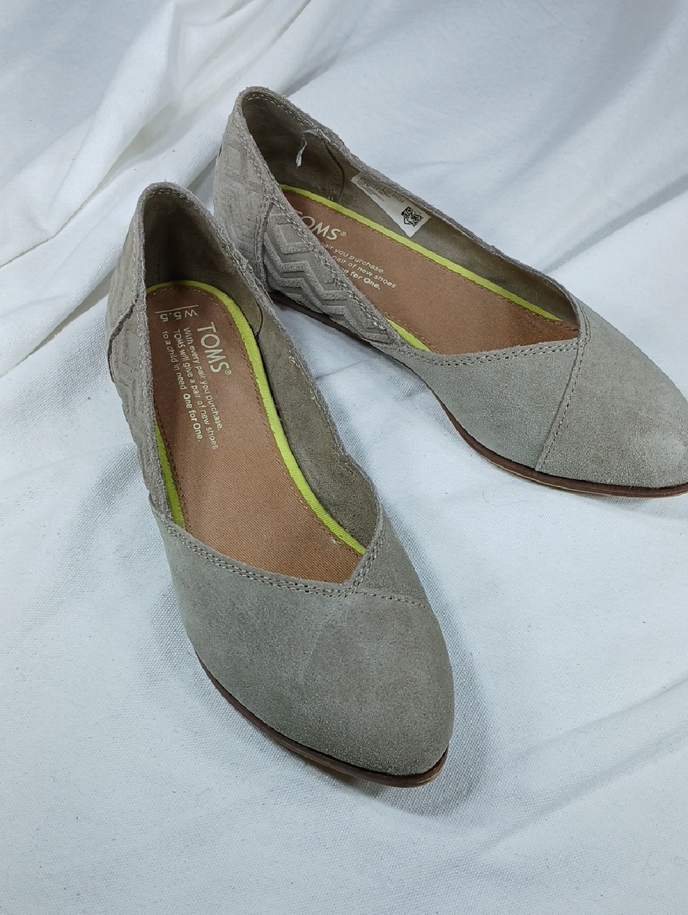 TOMS Taupe Suede Pointed-Toe Flats